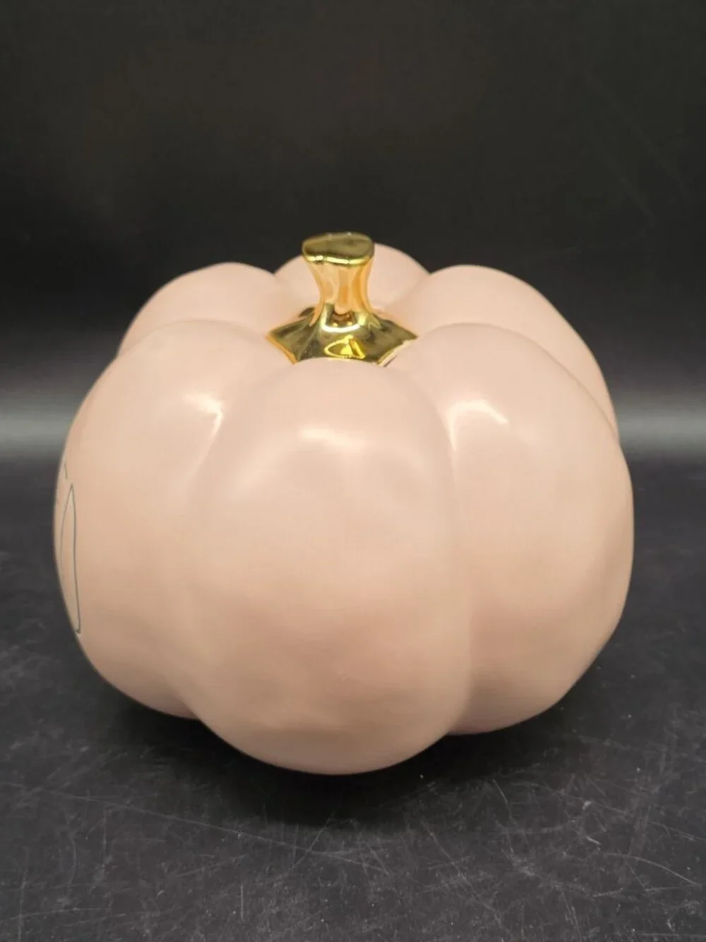 Rae Dunn “BLESSED” Salmon Pink  Pumpkin With Gold Stem Fall Thanksgiving Boho